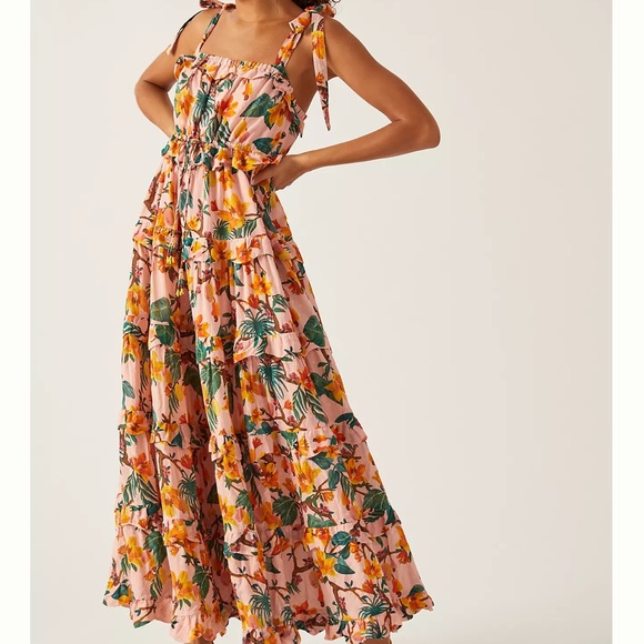 FARM Rio Dresses & Skirts - Farm Rio Square-Neck Tiered Maxi Dress